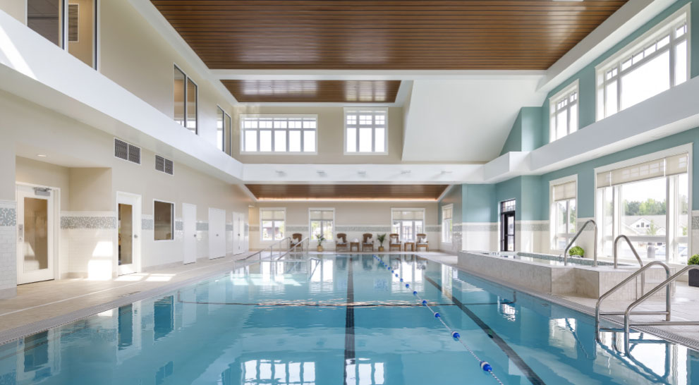 A picture of an indoor aquatics center in Athens, GA.