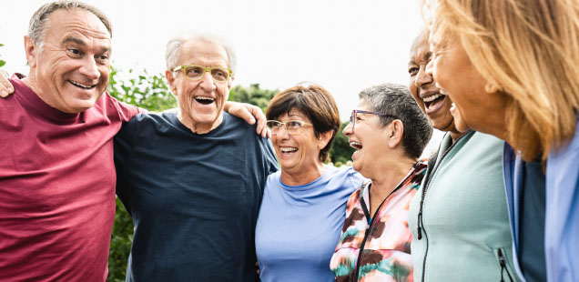 Several seniors get together at a community.