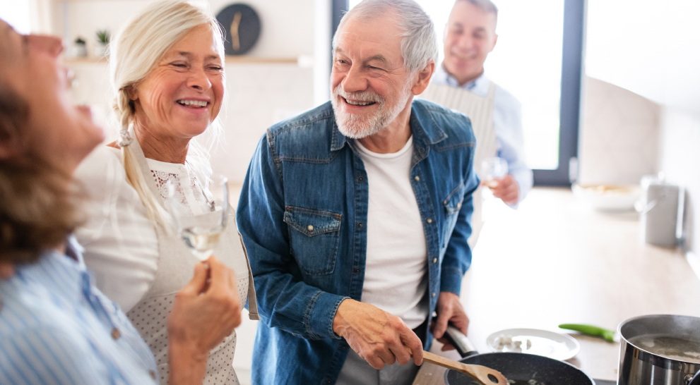 Older adults cooking together | Presbyterian Village Athens