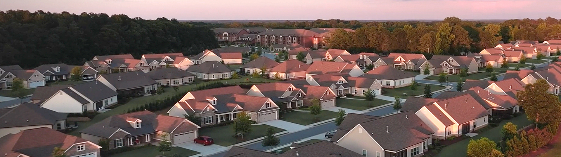 An overhead view of beautiful, senior cottages.